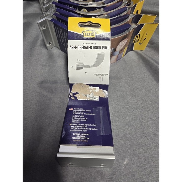 M-D Hands Free Arm Operated Door Pull Opener Silver 55402 Aluminum 5" Lot of 2 - Picture 6 of 9